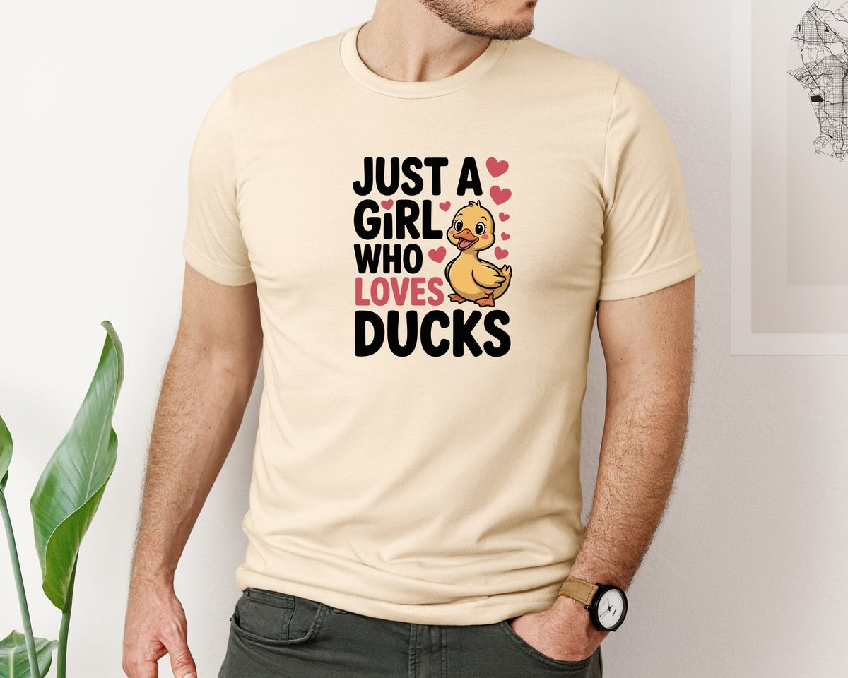 brand:Bella Canvas|color:Soft Cream|Just A Girl Who Loves Ducks T Shirt Graphic T-Shirt