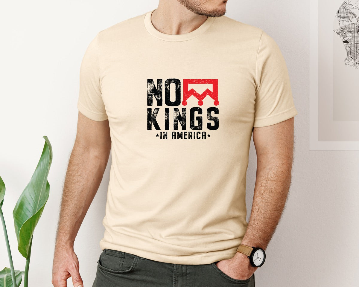 brand:Bella Canvas|color:Soft Cream|Nope No Kings In America Design Graphic T-Shirt