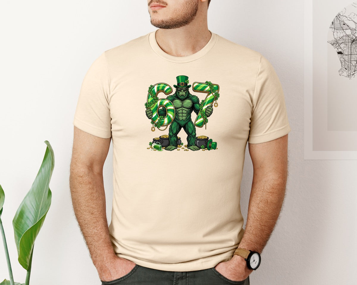 brand:Bella Canvas|color:Soft Cream|St Patricks Day Bigfoot Graphic T-Shirt