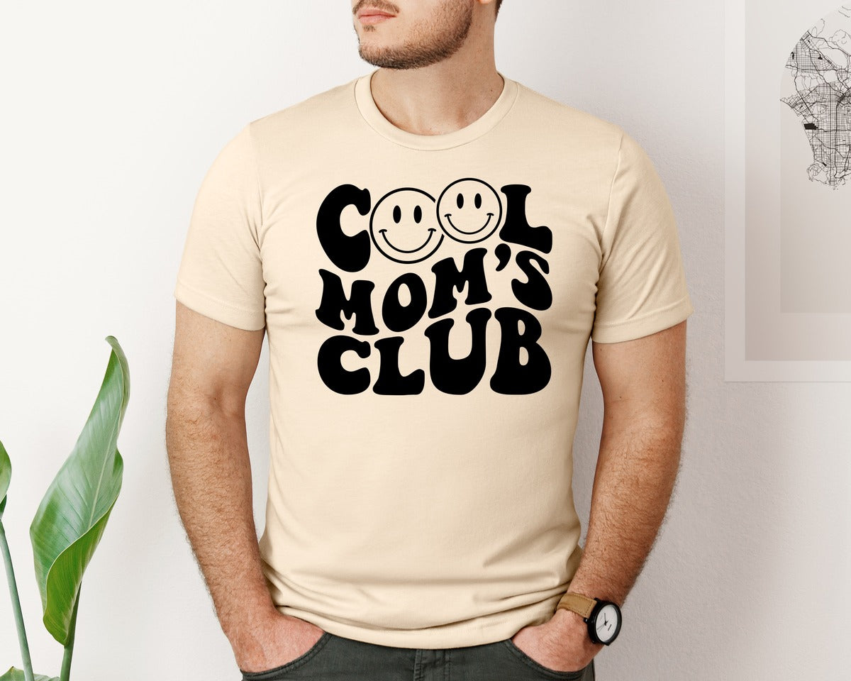 brand:Bella Canvas|color:Soft Cream|Cool Moms Club Wavy 2 Graphic T-Shirt