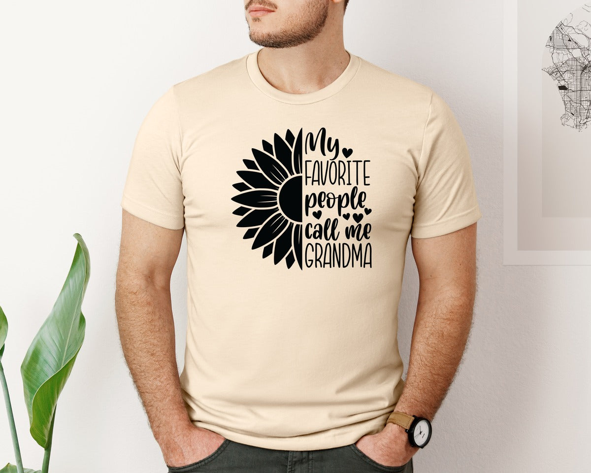 brand:Bella Canvas|color:Soft Cream|Grandma Sunflower Grandma Graphic T-Shirt