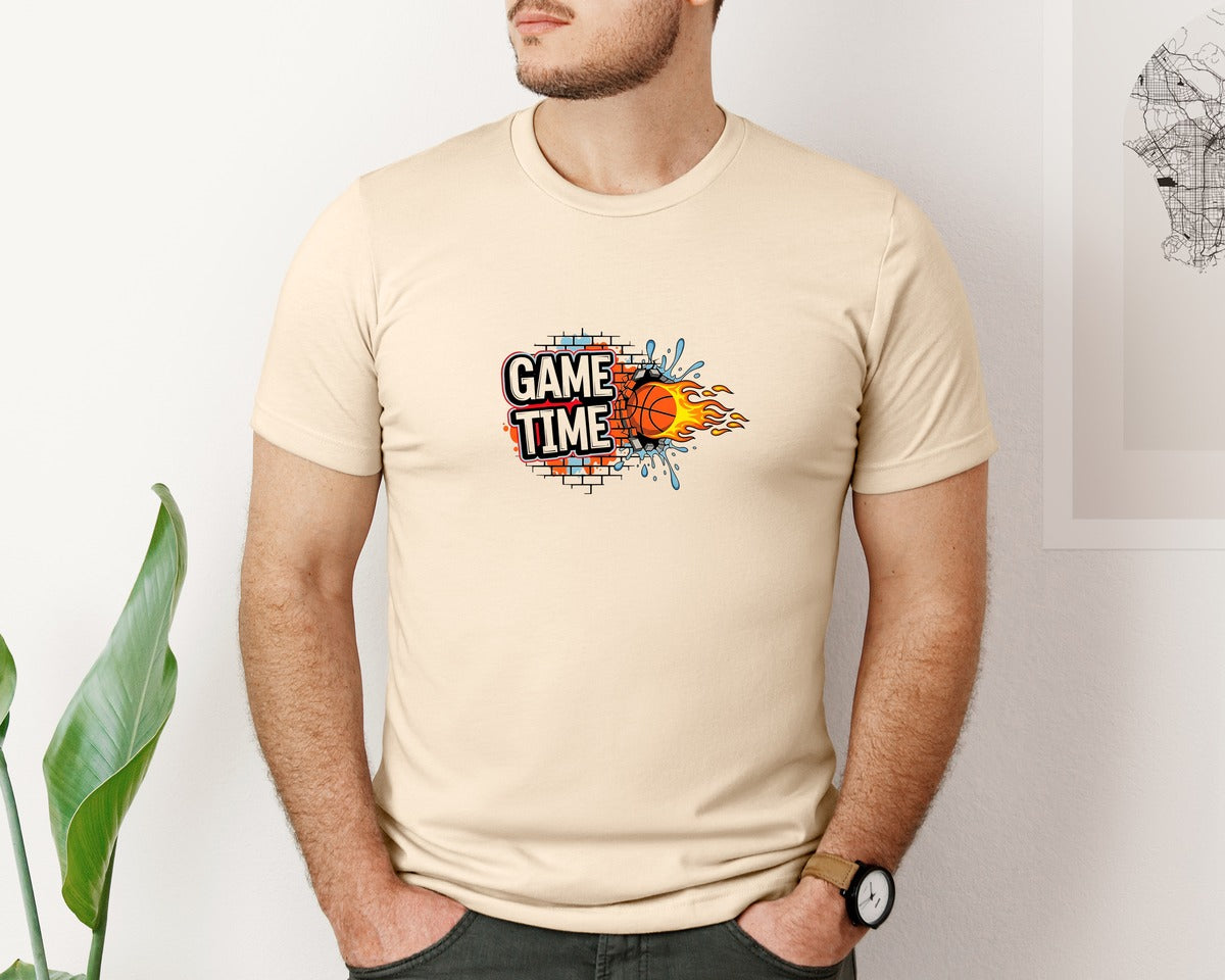 brand:Bella Canvas|color:Soft Cream|Game Time Basketball T Shirt Design Graphic T-Shirt