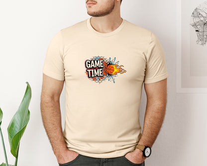 brand:Bella Canvas|color:Soft Cream|Game Time Basketball T Shirt Design Graphic T-Shirt