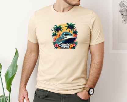 brand:Bella Canvas|color:Soft Cream|Nautical Vacation Summer Cruise Ship Graphic T-Shirt