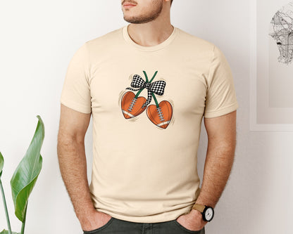 brand:Bella Canvas|color:Soft Cream|Football Checkered Coquette Pnggame Day Graphic T-Shirt