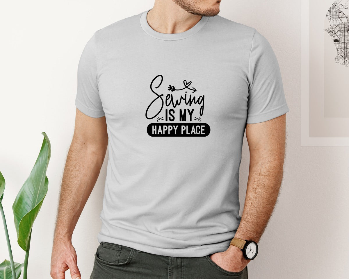 brand:Bella Canvas|color:Sports Grey / Athletic Heather|Sewing Is My Happy Place 36 Graphic T-Shirt