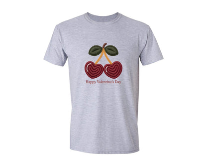 brand:Generic|color:Sports Grey / Athletic Heather|Faux Crochet Valentines Day Cherry 21 Graphic T-Shirt