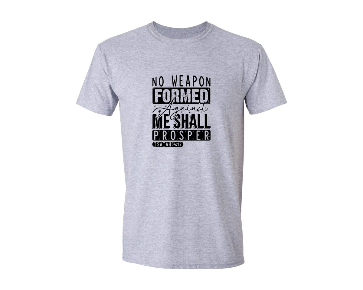 brand:Generic|color:Sports Grey / Athletic Heather|No Weapon Formed Against Me Shall Prospe Graphic T-Shirt