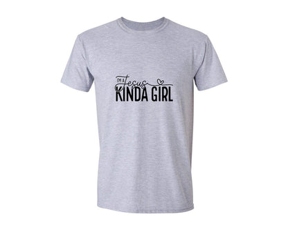 brand:Generic|color:Sports Grey / Athletic Heather|Im A Jesus Kinda Girl Graphic T-Shirt