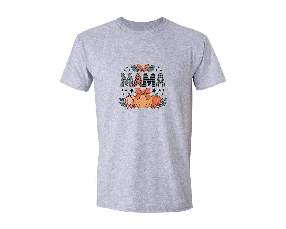brand:Generic|color:Sports Grey / Athletic Heather|Fall Mama Thanksgiving Pumpkins Design Graphic T-Shirt