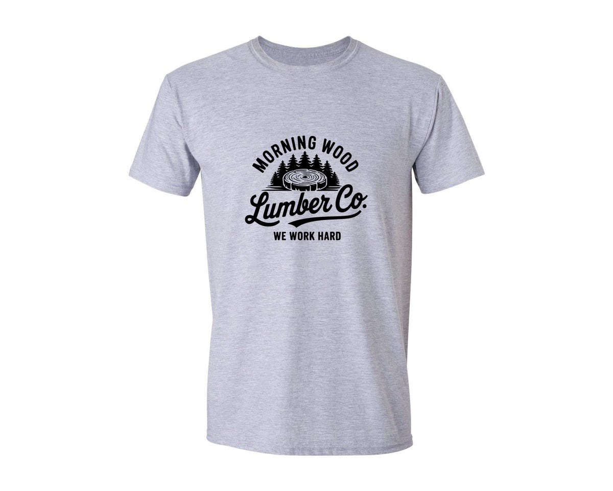 brand:Generic|color:Sports Grey / Athletic Heather|Morning Wood Lumber Co Husband Graphic T-Shirt