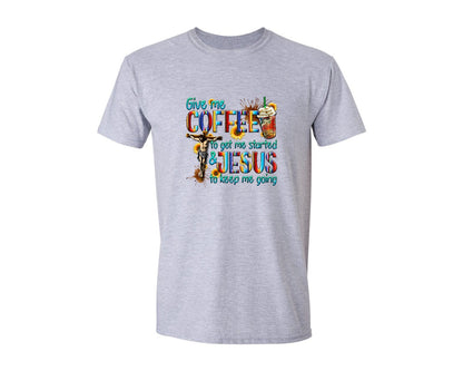 brand:Generic|color:Sports Grey / Athletic Heather|Coffee And Jesus Christian Graphic T-Shirt