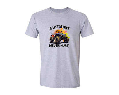 brand:Generic|color:Sports Grey / Athletic Heather|A Little Dirt Never Hurt Funny Atv Graphic T-Shirt