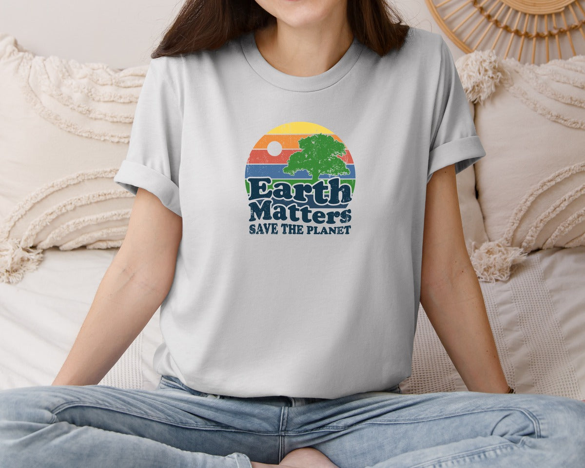 brand:Bella Canvas|color:Sports Grey / Athletic Heather|Earth Matters Save The Planet T Shirt Graphic T-Shirt