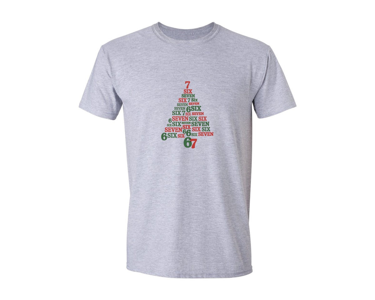 brand:Generic|color:Sports Grey / Athletic Heather|Six Seven Christmas Tree Six Seven 2 Graphic T-Shirt