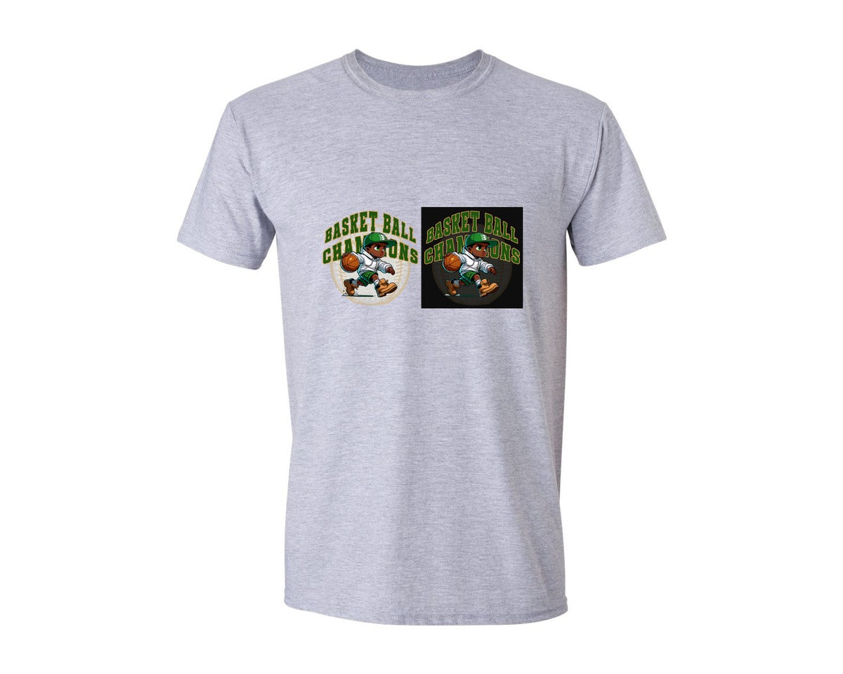 brand:Generic|color:Sports Grey / Athletic Heather|Basketball Champions Mascot Graphic T-Shirt