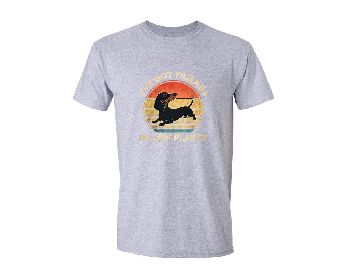 brand:Generic|color:Sports Grey / Athletic Heather|Dachshund Ive Got Friends In Low Places 2 Graphic T-Shirt