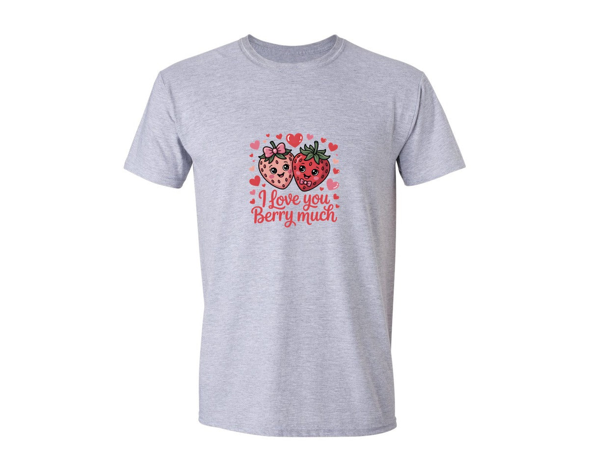 brand:Generic|color:Sports Grey / Athletic Heather|I Love You Berry Much 11 Graphic T-Shirt