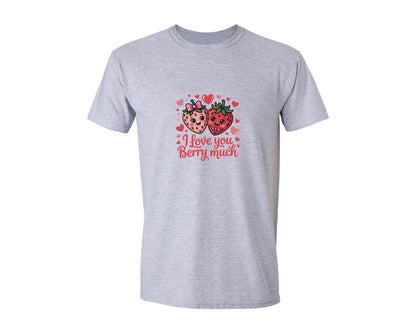 brand:Generic|color:Sports Grey / Athletic Heather|I Love You Berry Much 11 Graphic T-Shirt