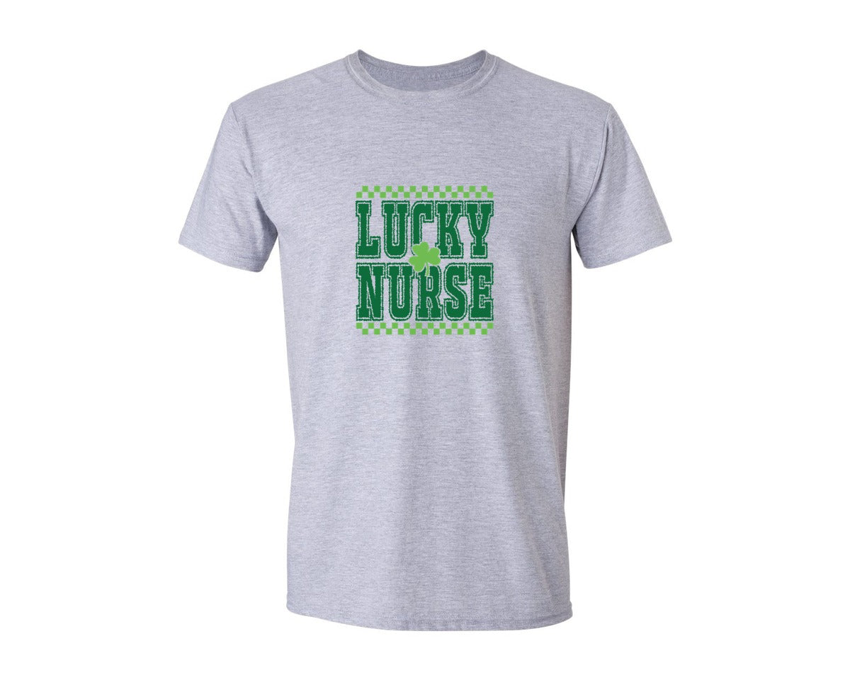 brand:Generic|color:Sports Grey / Athletic Heather|Lucky Nurse Pngst Patricks Day Graphic T-Shirt