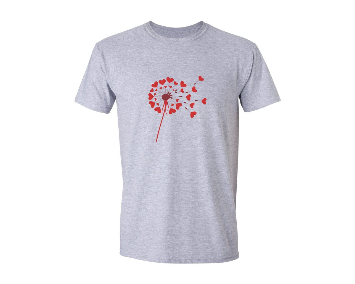 brand:Generic|color:Sports Grey / Athletic Heather|Valentines Day Heart Dandelion 2 Graphic T-Shirt