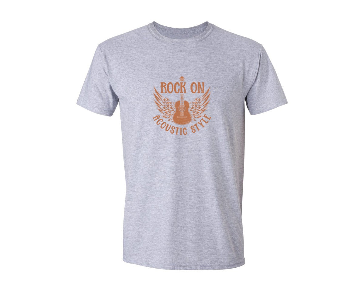 brand:Generic|color:Sports Grey / Athletic Heather|Rock On Guitar T Shirt Design Graphic T-Shirt