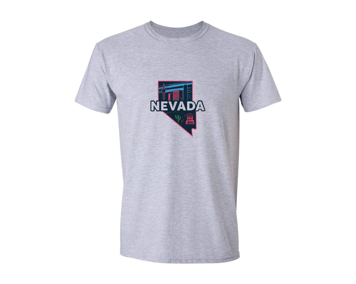 brand:Generic|color:Sports Grey / Athletic Heather|Nevada State Map 2 Graphic T-Shirt