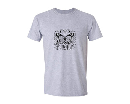 brand:Generic|color:Sports Grey / Athletic Heather|Anti Social Butterfly Gothic Graphic T-Shirt