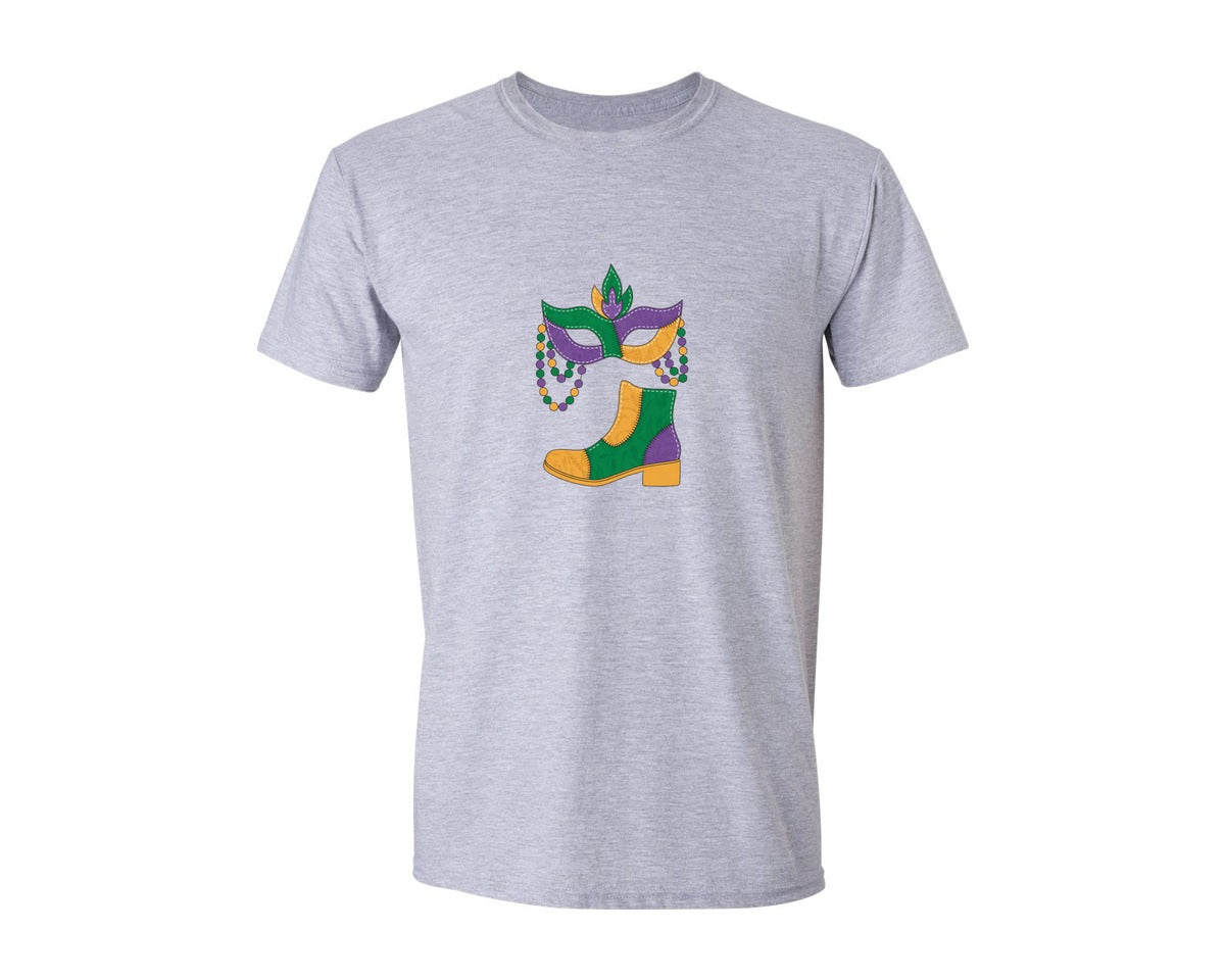 brand:Generic|color:Sports Grey / Athletic Heather|Mardi Gras Shrimp Boot Mardi Gras Pn 4 Graphic T-Shirt