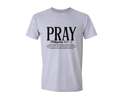 brand:Generic|color:Sports Grey / Athletic Heather|Bible Verse Pray Christian Graphic T-Shirt