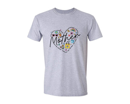 brand:Generic|color:Sports Grey / Athletic Heather|Retro Mothers Day Mama Heart Mom Graphic T-Shirt