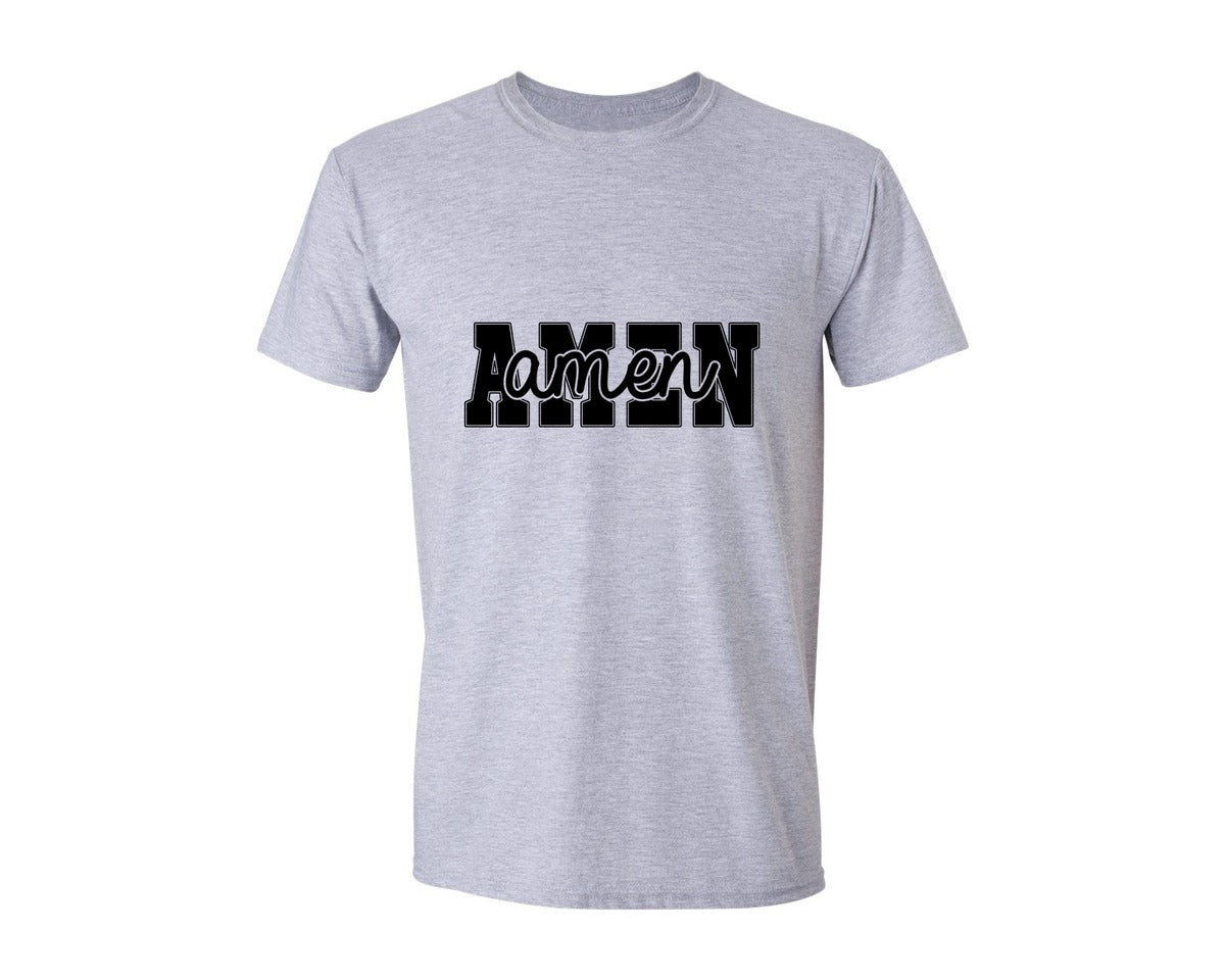 brand:Generic|color:Sports Grey / Athletic Heather|Amen Cross Bow Christian Bible Vers Graphic T-Shirt