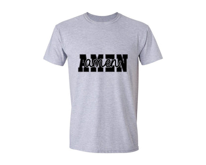 brand:Generic|color:Sports Grey / Athletic Heather|Amen Cross Bow Christian Bible Vers Graphic T-Shirt
