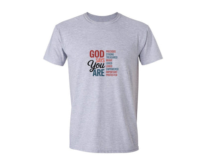 brand:Generic|color:Sports Grey / Athletic Heather|God Says You Are Christian P Graphic T-Shirt