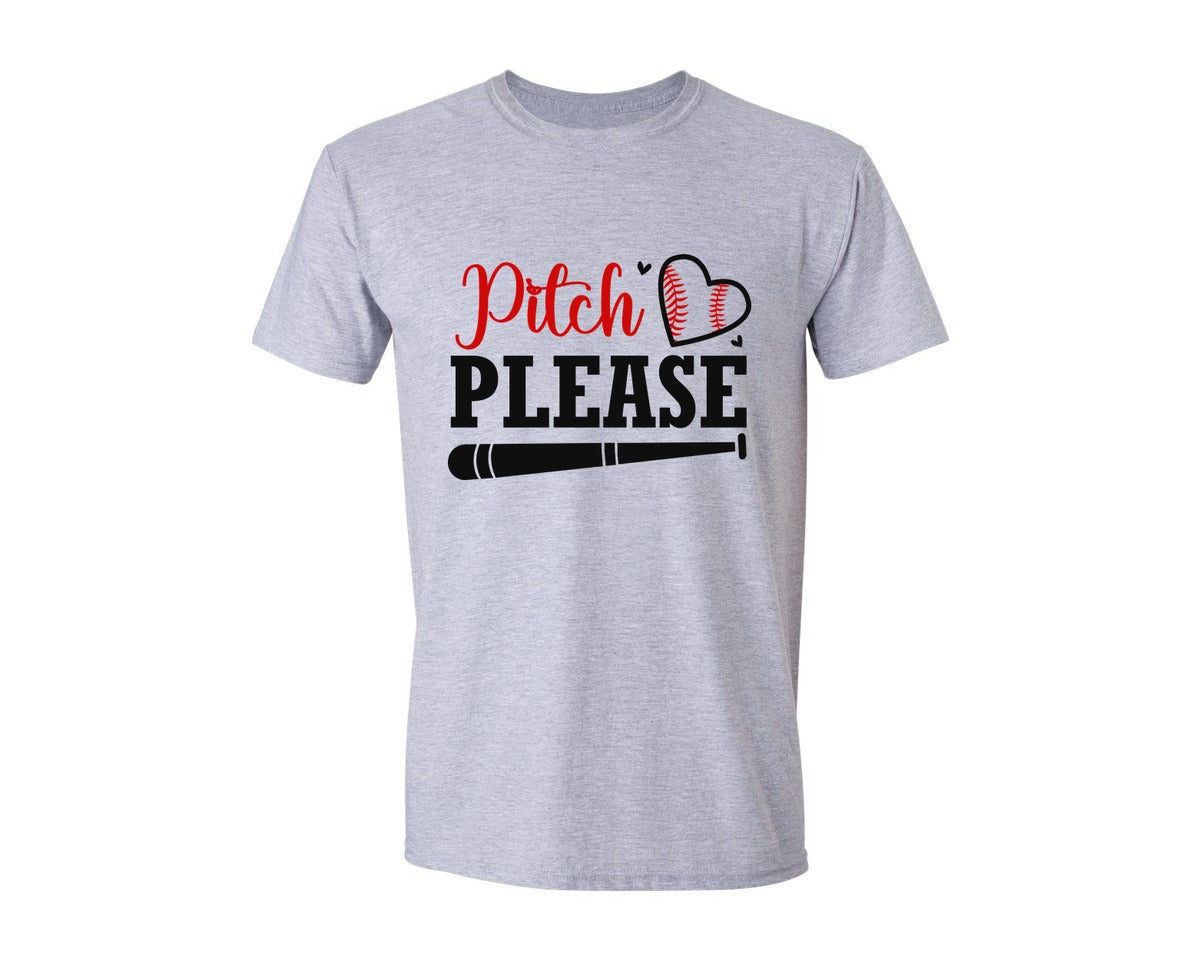 brand:Generic|color:Sports Grey / Athletic Heather|Pitch Please Baseball Cut File Graphic T-Shirt