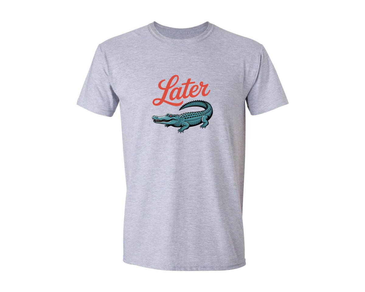 brand:Generic|color:Sports Grey / Athletic Heather|Later Gator Funny Crocodile Graphic T-Shirt