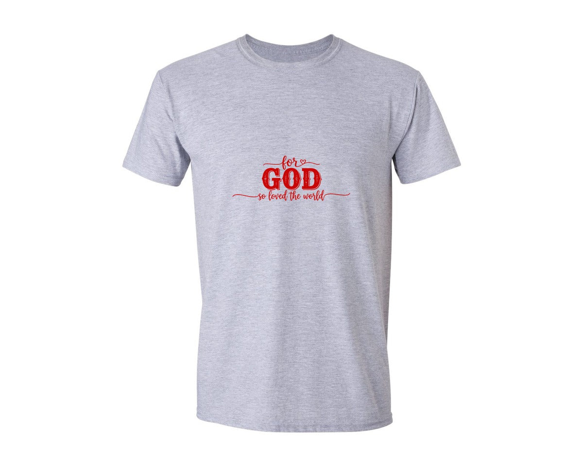 brand:Generic|color:Sports Grey / Athletic Heather|For God Loved World Typography Graphic T-Shirt