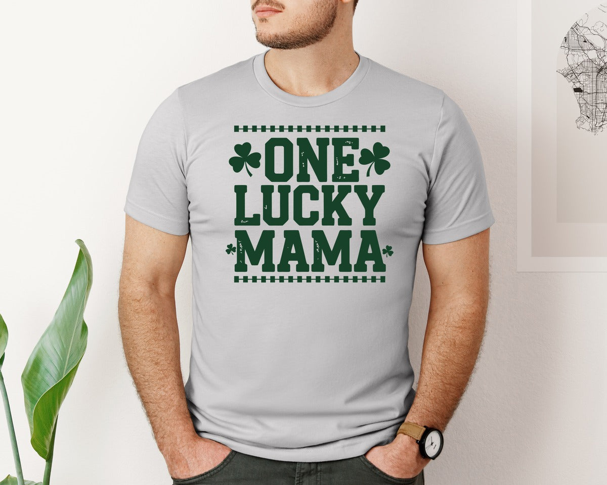 brand:Bella Canvas|color:Sports Grey / Athletic Heather|One Lucky Mama Design 40 Graphic T-Shirt