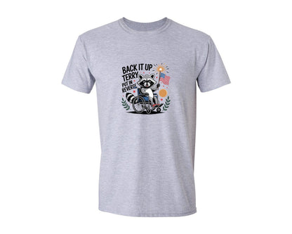 brand:Generic|color:Sports Grey / Athletic Heather|Patriotic Raccoon In Wheelchair And Flag Graphic T-Shirt