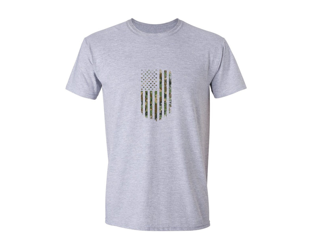 brand:Generic|color:Sports Grey / Athletic Heather|Usa Military Flag T Shirt Design Graphic T-Shirt
