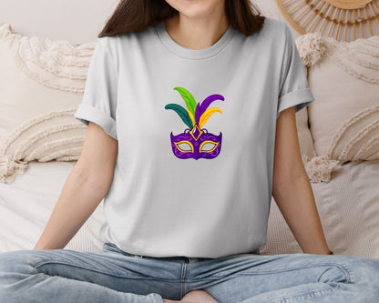 brand:Bella Canvas|color:Sports Grey / Athletic Heather|Mardi Gras Mask T Shirt Design 4 Graphic T-Shirt