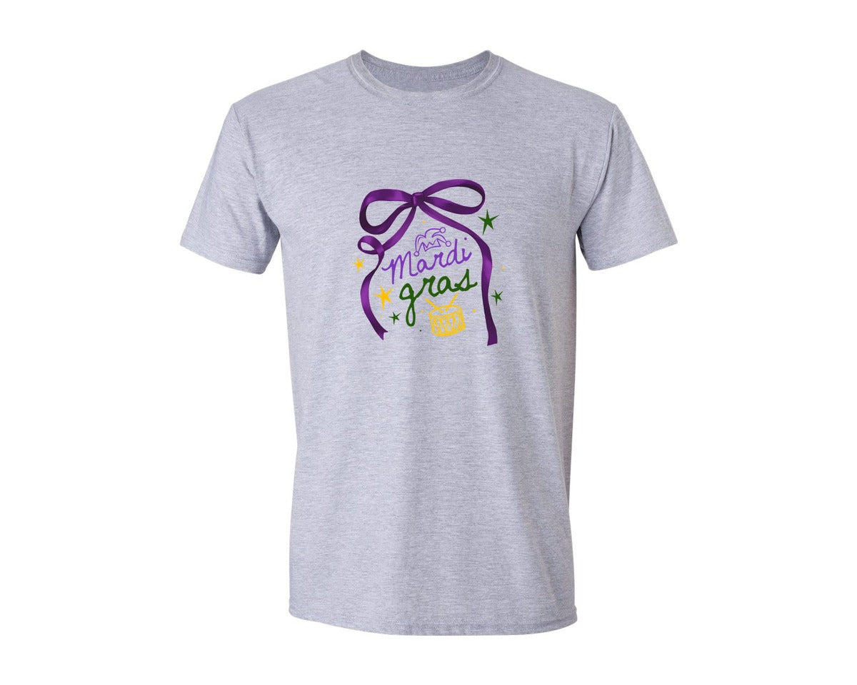 brand:Generic|color:Sports Grey / Athletic Heather|Mardi Gras Coquette Mardi Gras Graphic T-Shirt