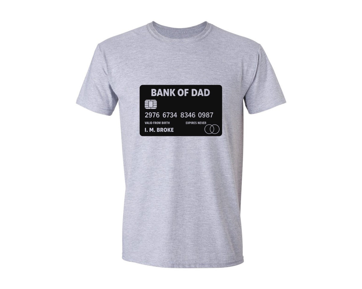 brand:Generic|color:Sports Grey / Athletic Heather|Funny Bank Of Dad Card Graphic T-Shirt
