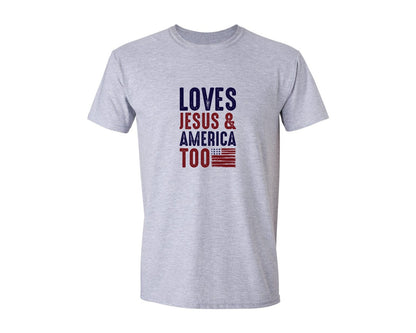 brand:Generic|color:Sports Grey / Athletic Heather|Loves Jesus And America Too Jesus Graphic T-Shirt