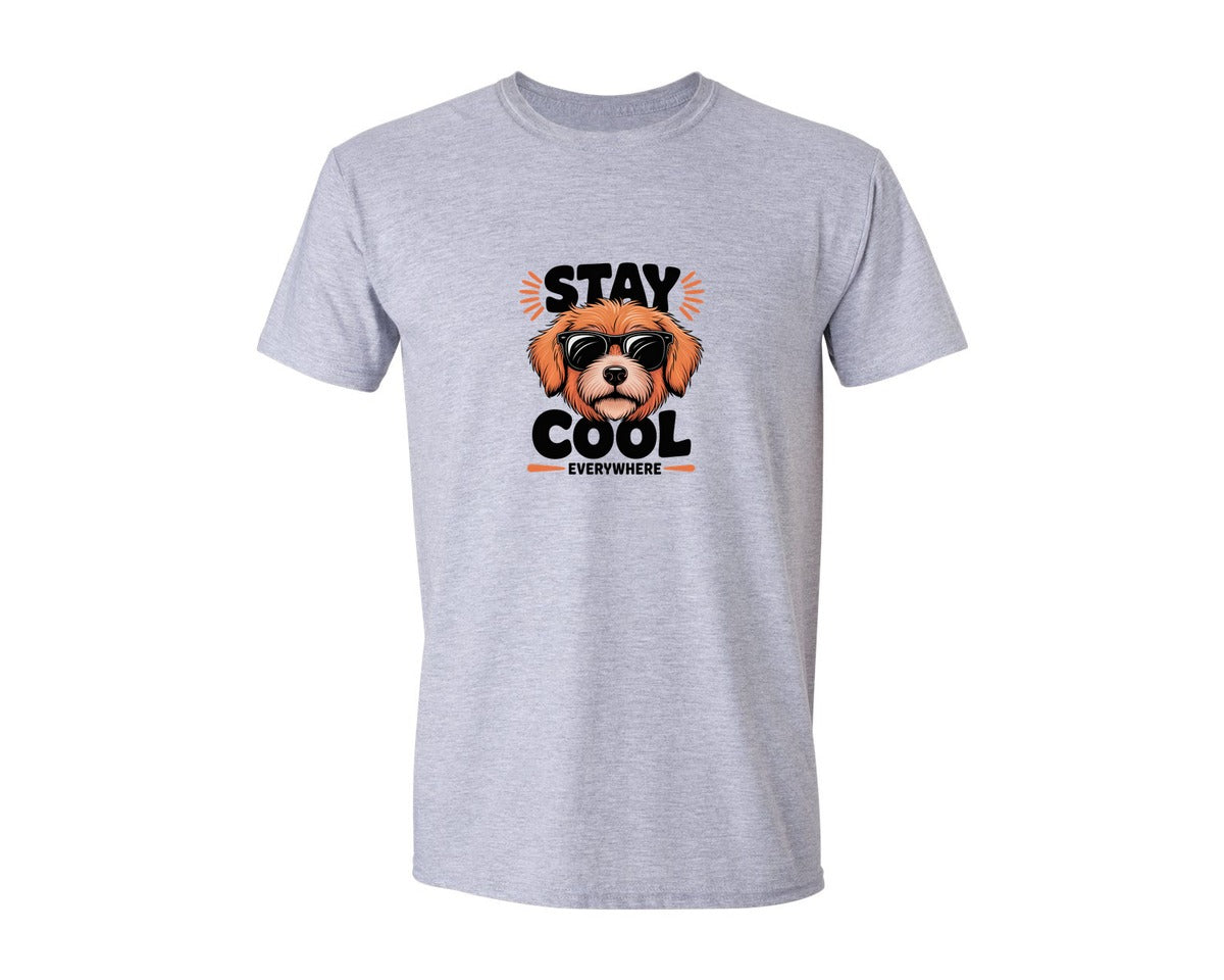 brand:Generic|color:Sports Grey / Athletic Heather|Stay Cool Everywhere Dog Graphic T-Shirt