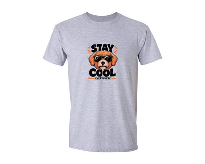 brand:Generic|color:Sports Grey / Athletic Heather|Stay Cool Everywhere Dog Graphic T-Shirt