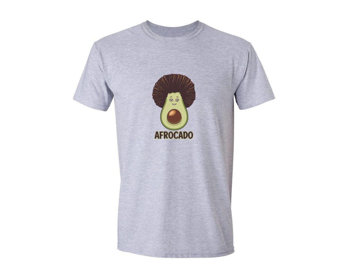 brand:Generic|color:Sports Grey / Athletic Heather|Funny Avocado With Afro Hair Tee Design Graphic T-Shirt