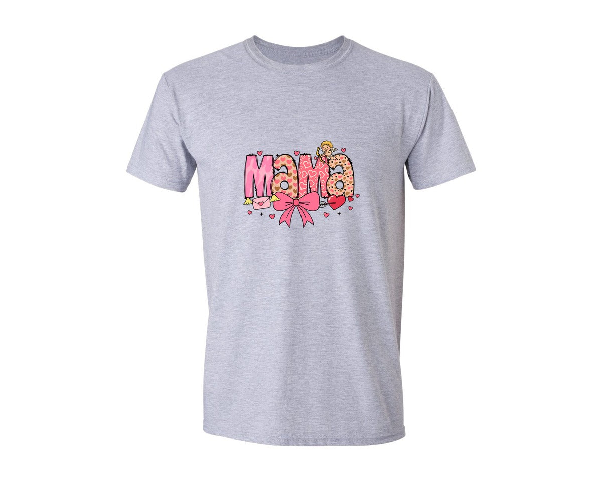 brand:Generic|color:Sports Grey / Athletic Heather|Valentine Mama Coquette Valentine 3 Graphic T-Shirt