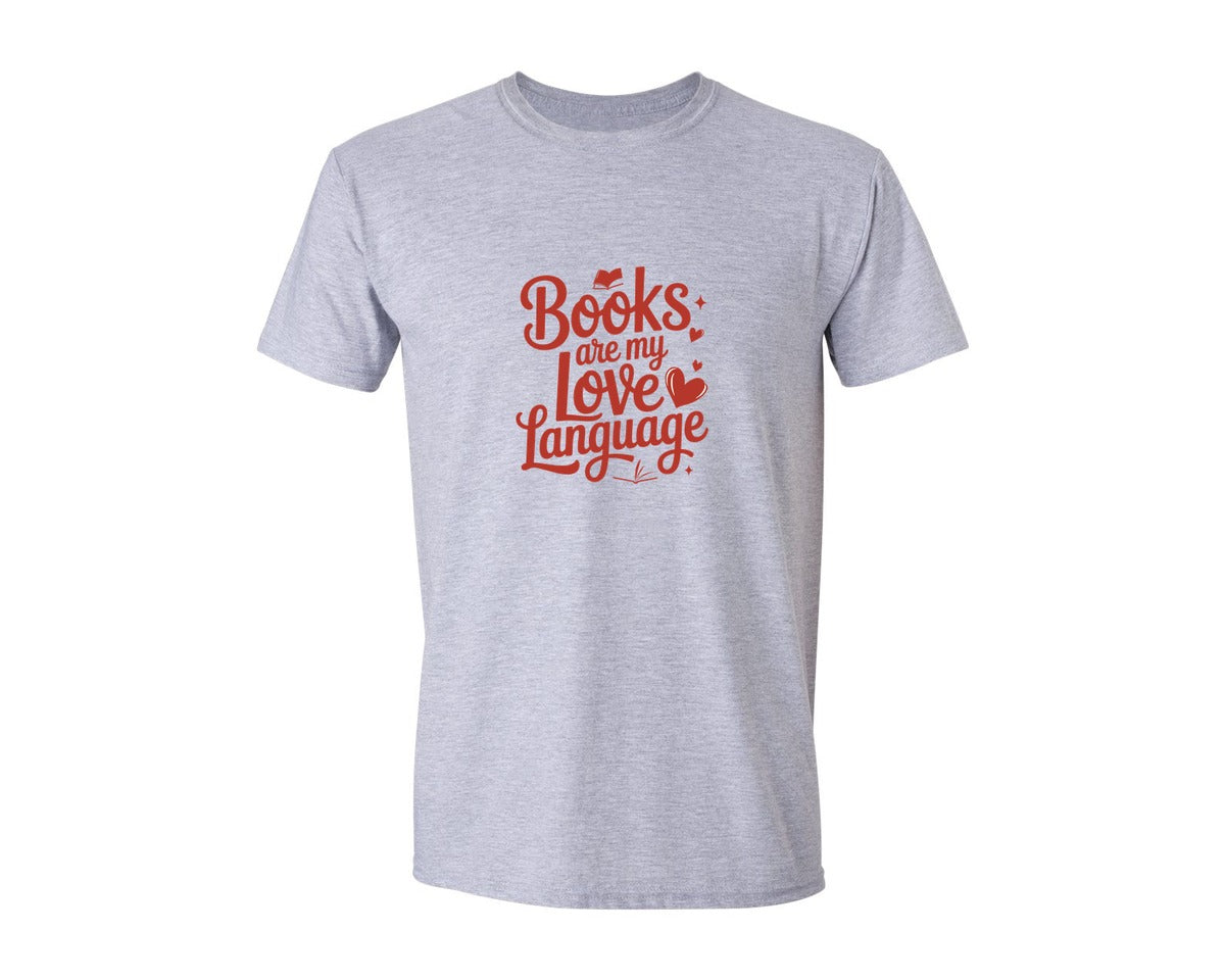 brand:Generic|color:Sports Grey / Athletic Heather|Books Are My Love Language F09F939A2 Graphic T-Shirt