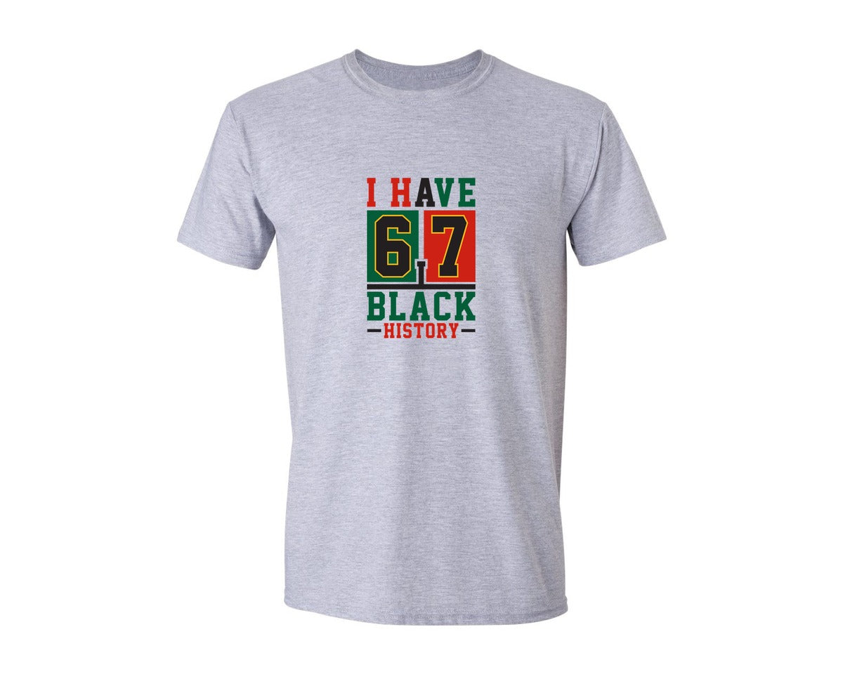 brand:Generic|color:Sports Grey / Athletic Heather|American Pride I Have 67 Black History Graphic T-Shirt